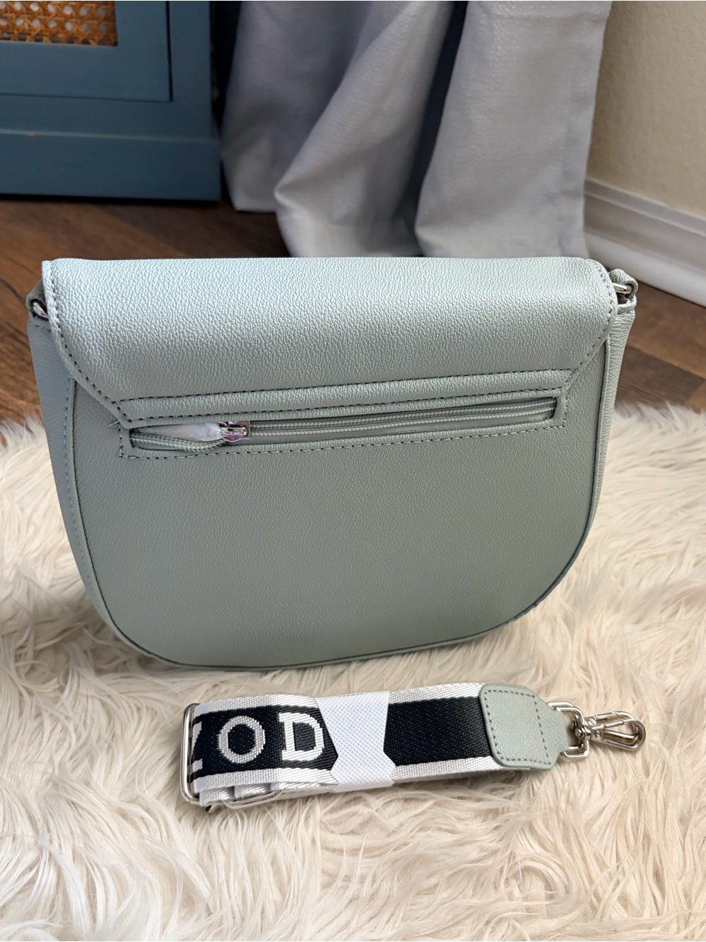 Izod Sage Green Saddle Bag Crossbody with Branded Strap - Picture 6 of 13